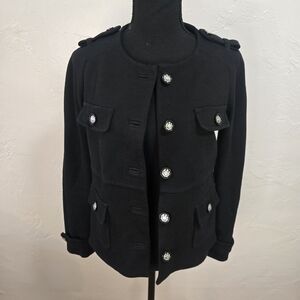 Massimmo Dutti Ladies Black Military Style Blazer Jacket Size US 6